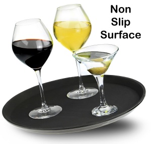 16" Round Non Slip Professional Waiter's Bar Serving Drinks Tray